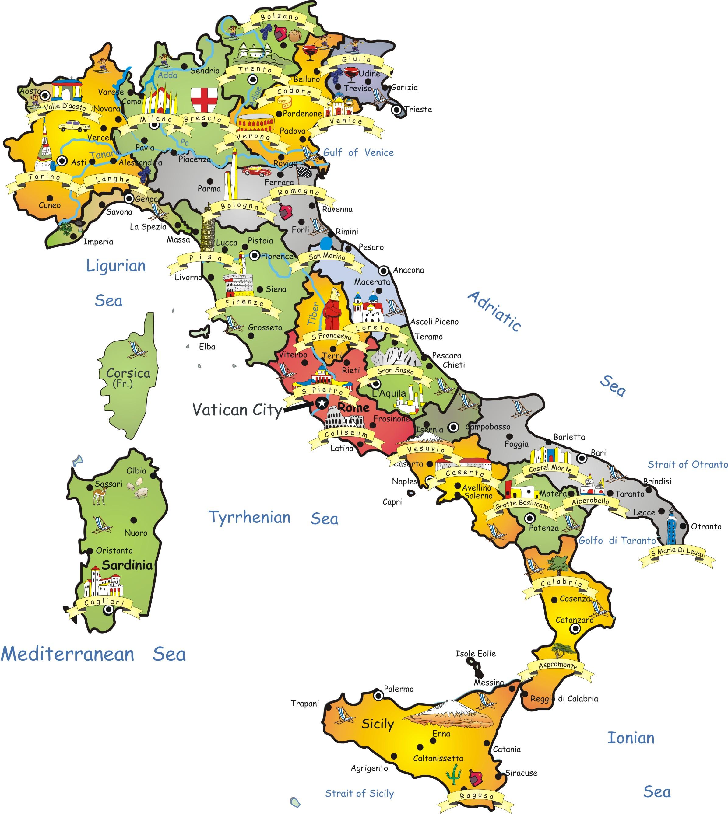 italien karte sehenswürdigkeiten Italien Sehenswurdigkeiten Map Karte Von Italien Punkte Von Interesse Europa Sud Europa italien karte sehenswürdigkeiten