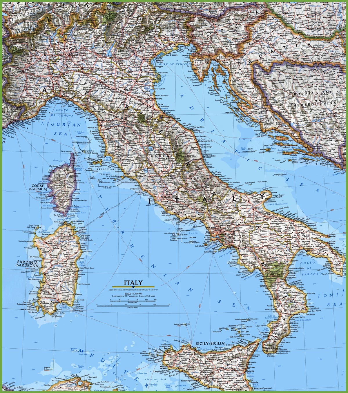 große, detaillierte Karte von Italien