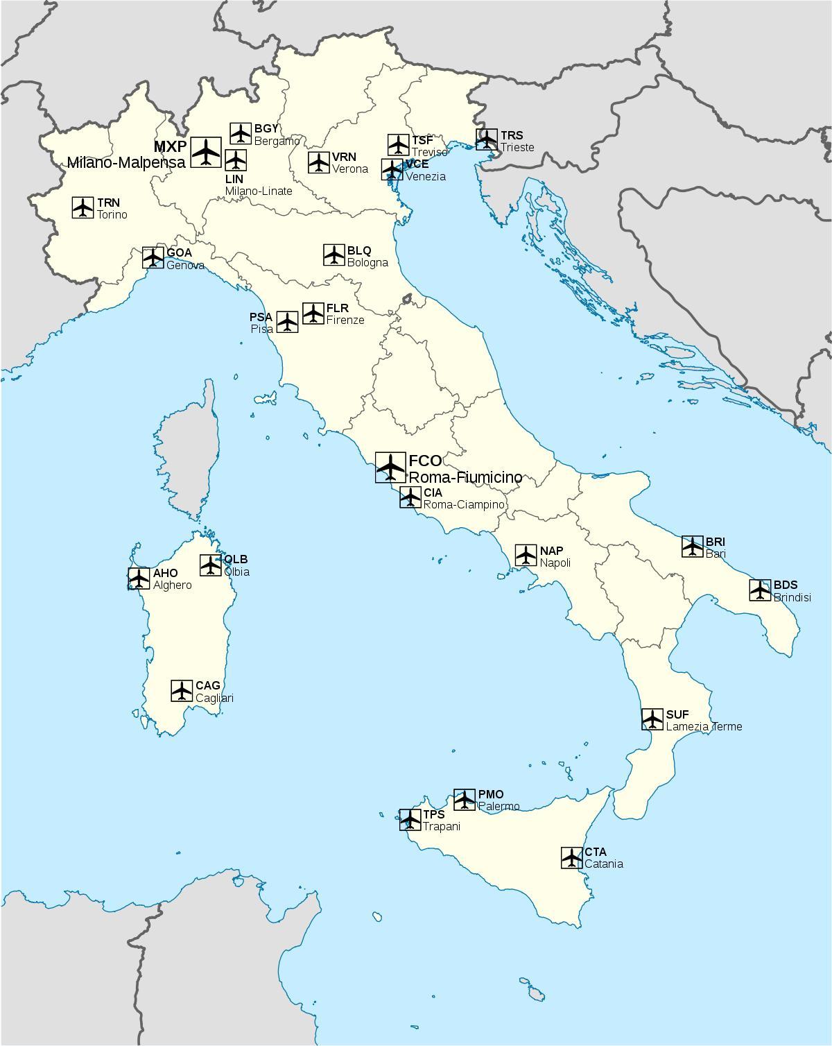internationale Flughäfen in Italien anzeigen