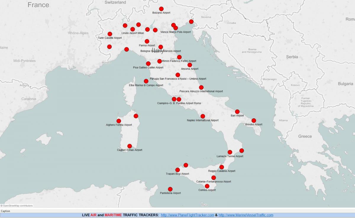 Italien Flughäfen Karte - Karte von Italien zeigt Flughäfen (Europa Süd