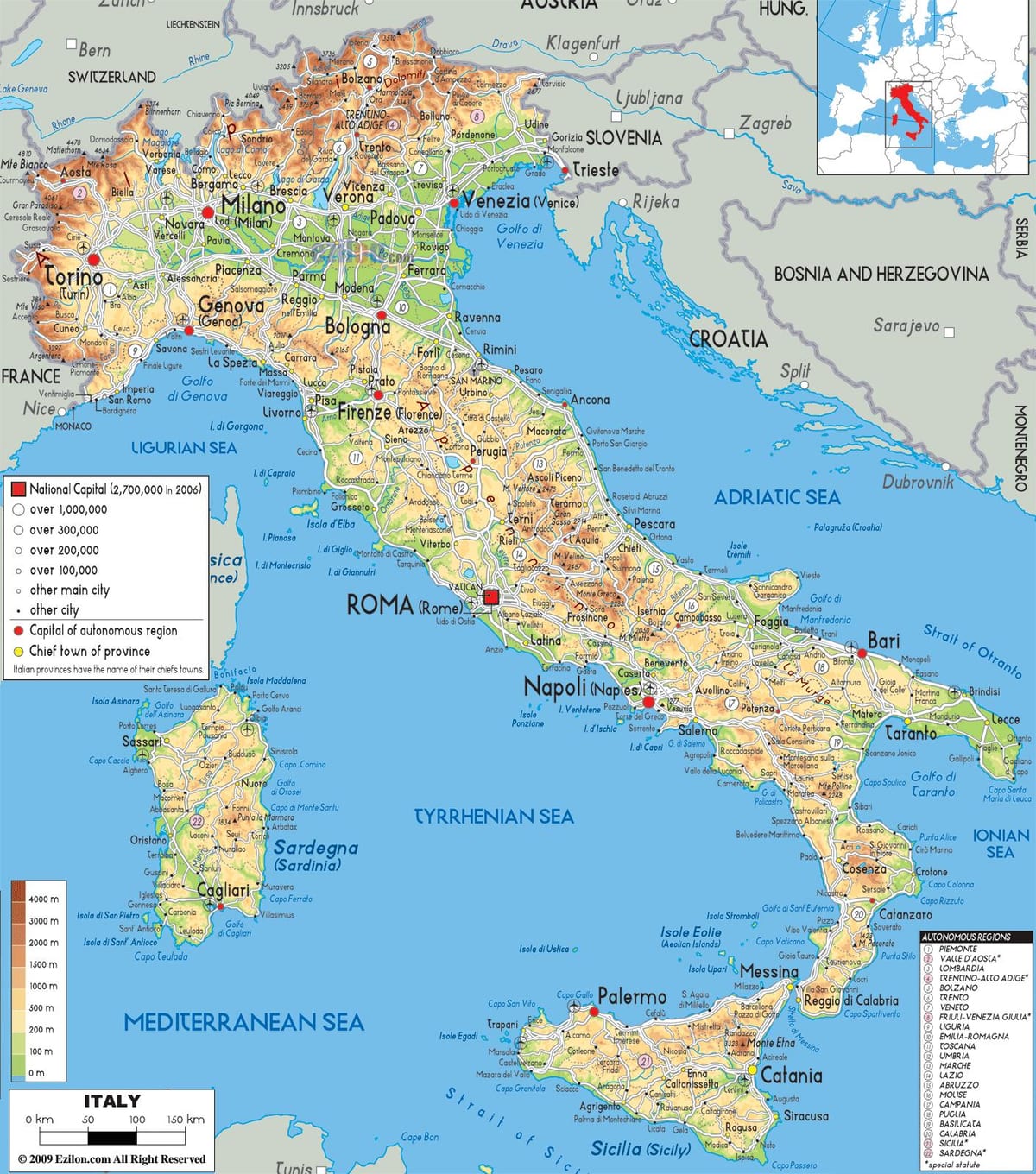 Italien Geographie Karte
