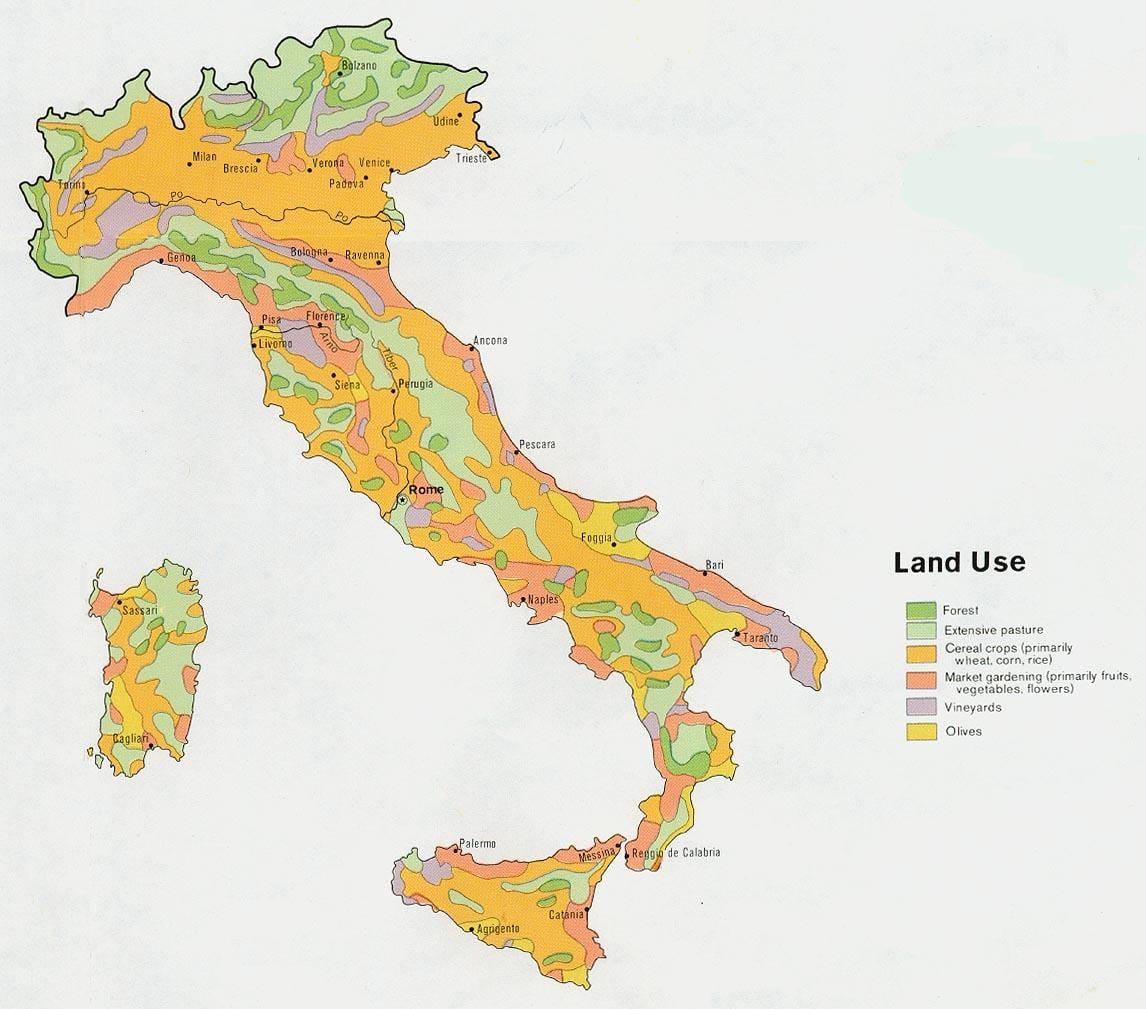 Karte von Italien-Landwirtschaft