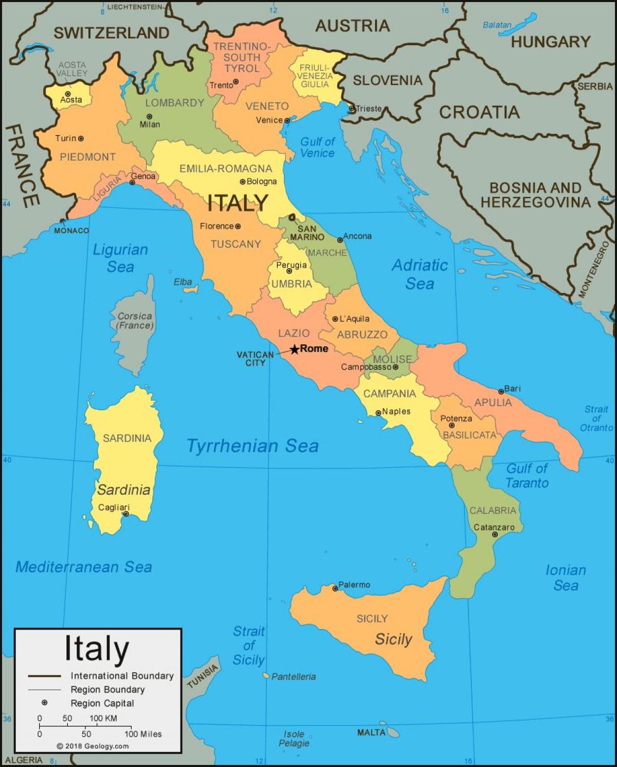 Italien-Karte - Zeigen Sie mir eine Karte von Italien (Europa Süd - Europa)