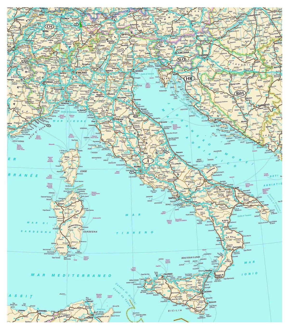 Italien Reise-Karte Routen