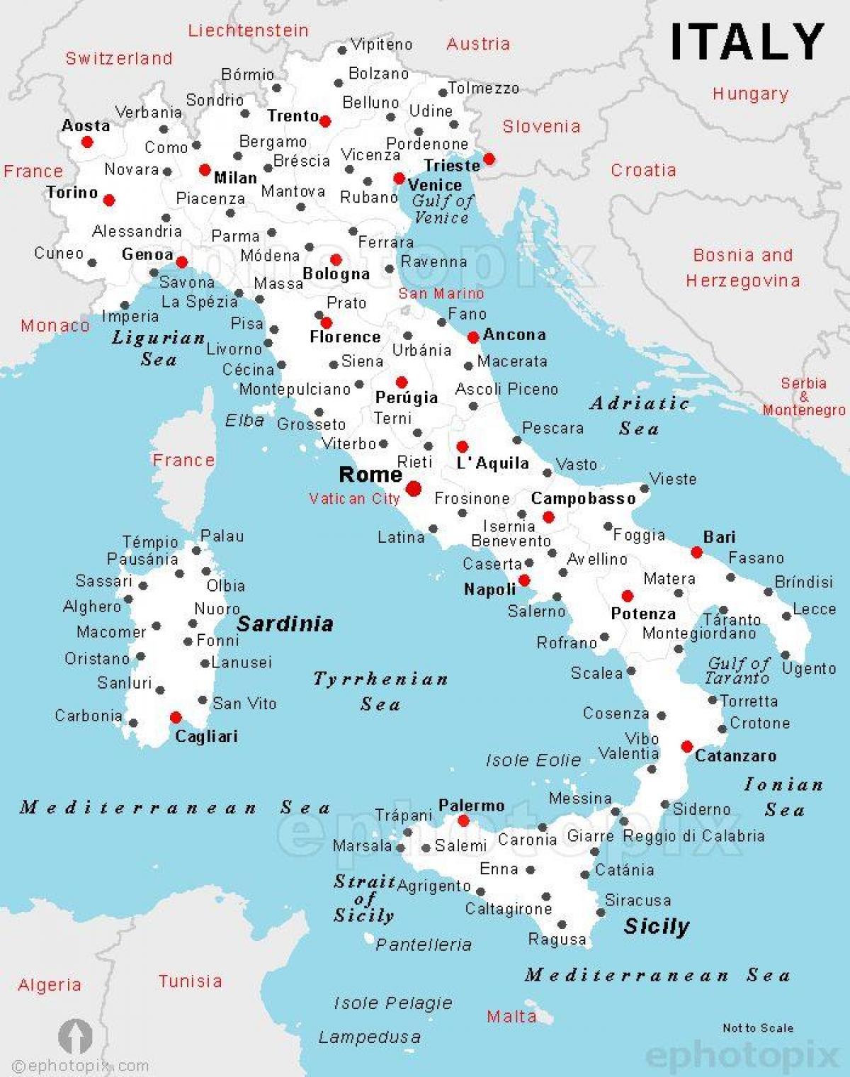 Italien-Stadtplan - Karte von Italien mit Stadt-Namen ...