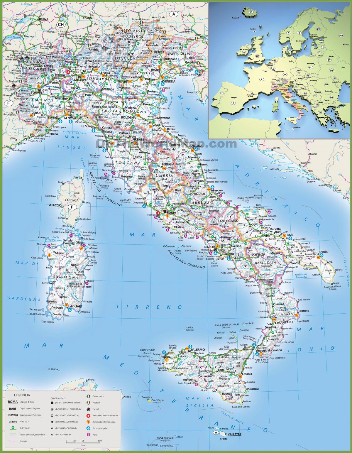 Karte von Italien-transport