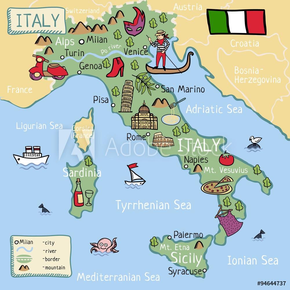 Karte von Italien für Kinder