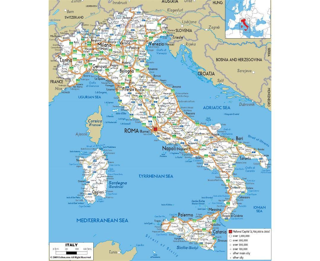detaillierte Karte von Italien mit den Städten