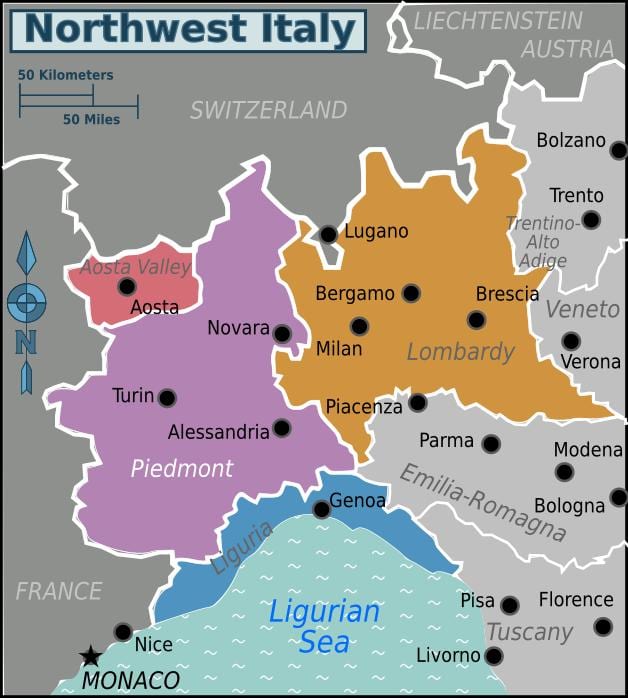 Nord-west-Italien-map