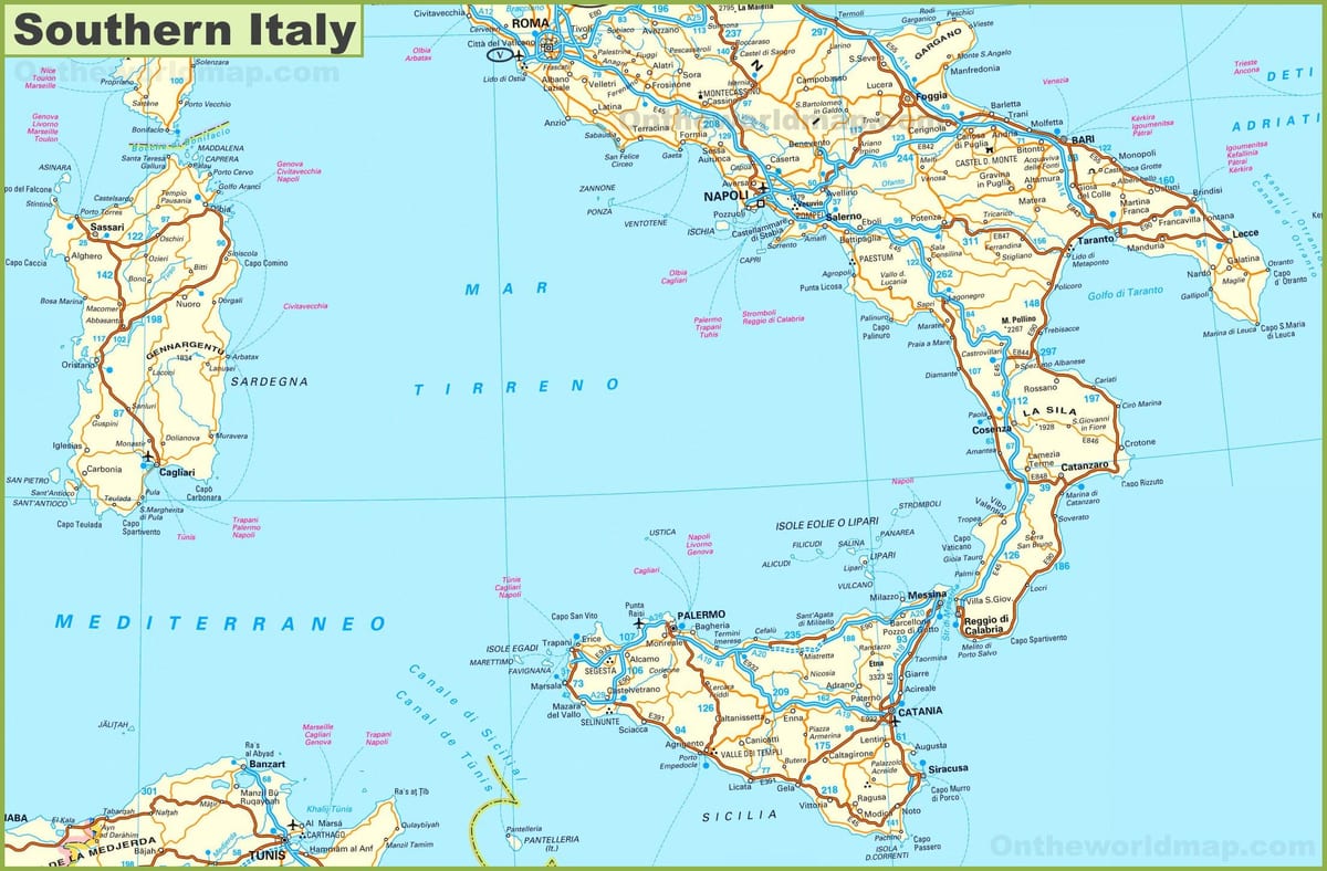 Karte von Italien-Süd