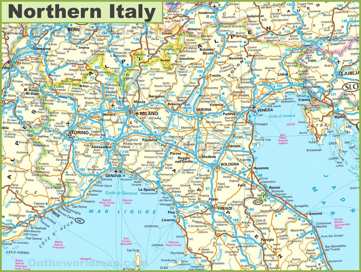 zeige mir eine Karte von Nord-Italien