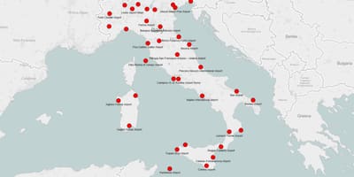 Karte von Italien zeigt Flughäfen