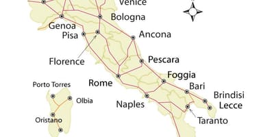 Bahn-Karte, Italien Netzwerk