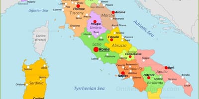 Italien Landkarte mit Städten und Regionen