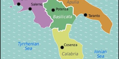 Karte des südlichen Italien mit Städten